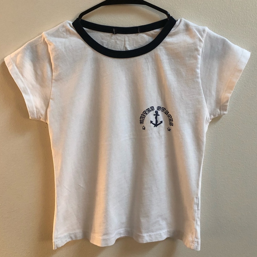 NWOT white and blue Pacsun top